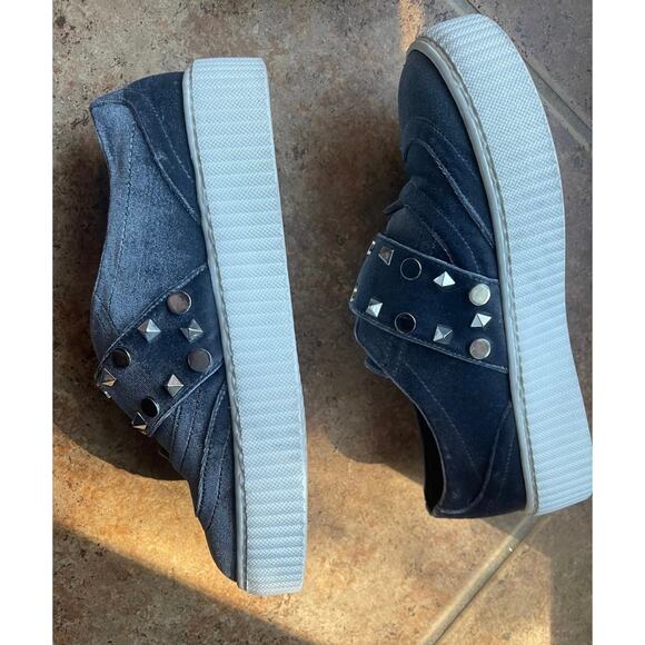 Shellys London gray velvet studded sneakers sz 38 - Picture 2 of 11